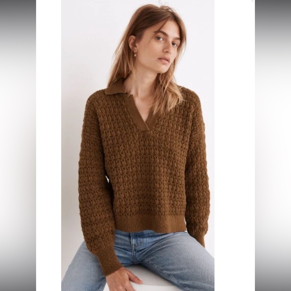 Madewell olive green knit v neck sweater